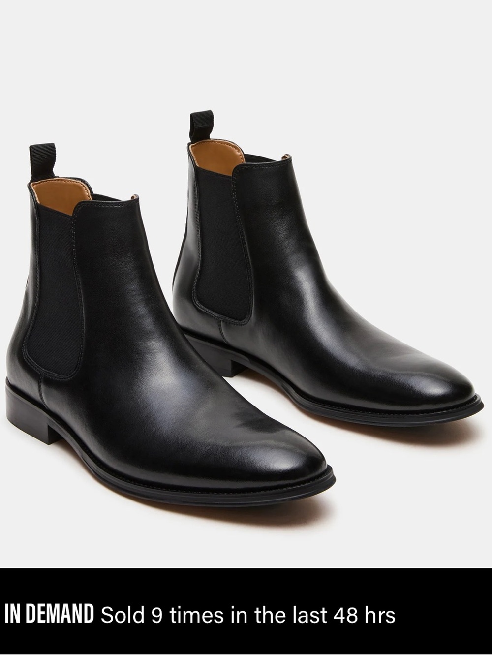 Steve Madden Mens Black Leather Chelsea Boots